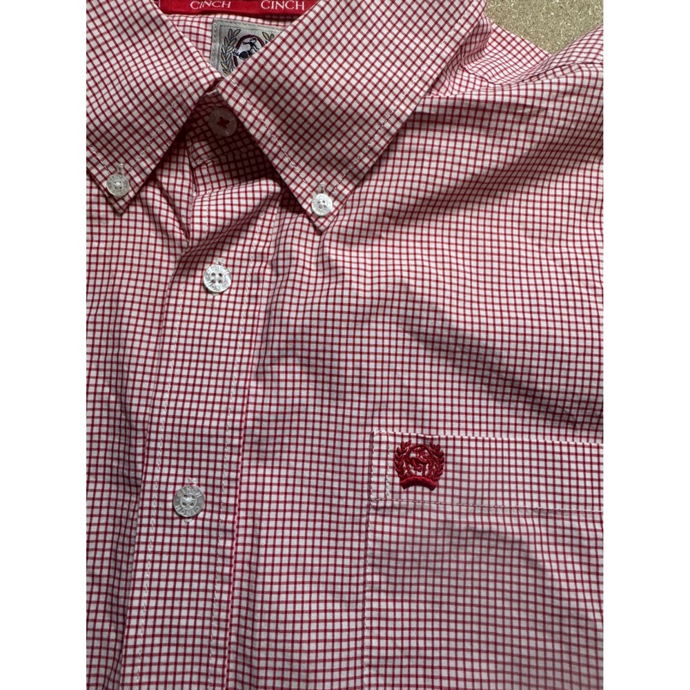 Cinch Red Checkered‎ Western Short Sleeve Button Up Shirt Mens Size M - Picture 5 of 9